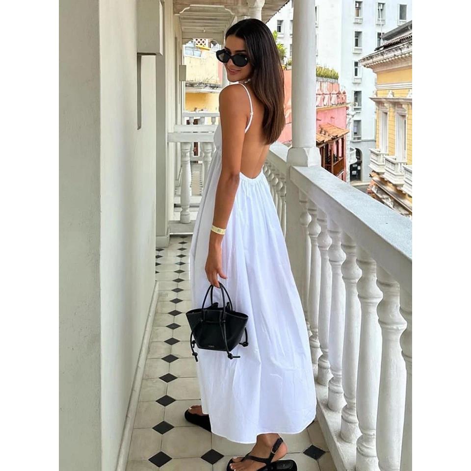 Sleeveless V Neck Dress Fashion Summer Woman Causal Loose