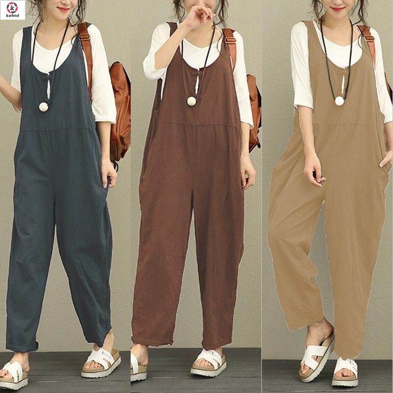 2019 Plus Size Ladies casual pants overalls women jumpsuit