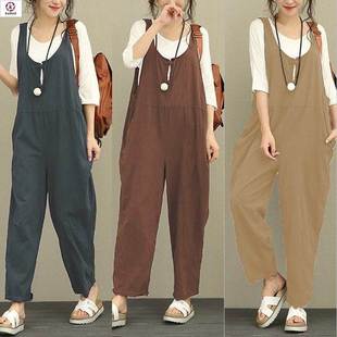 2019 Plus Size Ladies casual pants overalls women jumpsuit