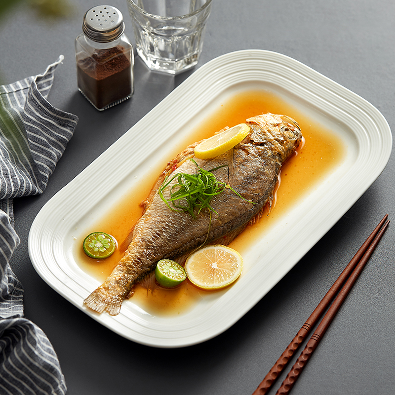造器鱼盘陶瓷长方形日式蒸箱盘子