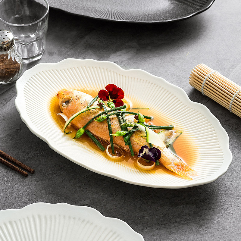 造器白色鱼盘家用2025新款陶瓷菜盘酒店大号商用创意椭圆蒸鱼盘子,餐饮具,盘,淘宝优惠券,粉丝福利购,淘宝优惠卷