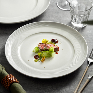 牛排盘子西餐盘家用平盘欧式 高级感陶瓷酒店餐厅餐具白色蛋糕餐盘