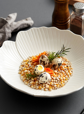 西餐大号汤盘家用加深菜盘子高级感创意白色餐具陶瓷好看的沙拉碗