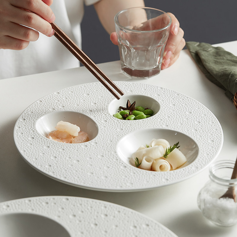 冷凉菜盘子餐厅商用网红酒店清酒吧ktv小吃碟子白色餐具陶瓷菜盘
