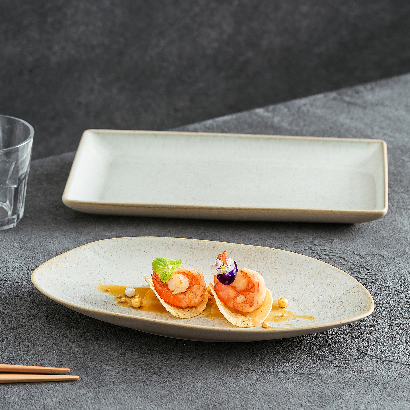 2025新款精致漂亮高颜值日式复古高级感釉下彩陶瓷长方盘菜盘餐盘