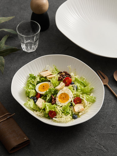 白碟陶瓷家用深碟高值汤碟高端精致西餐餐具沙拉盘