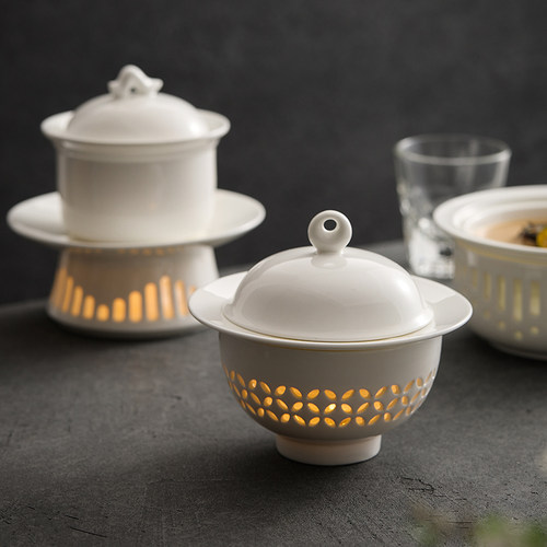 造器家用带盖陶瓷蒸蛋碗蒸鸡蛋羹专用碗高级感轻奢燕窝瓦罐汤炖盅