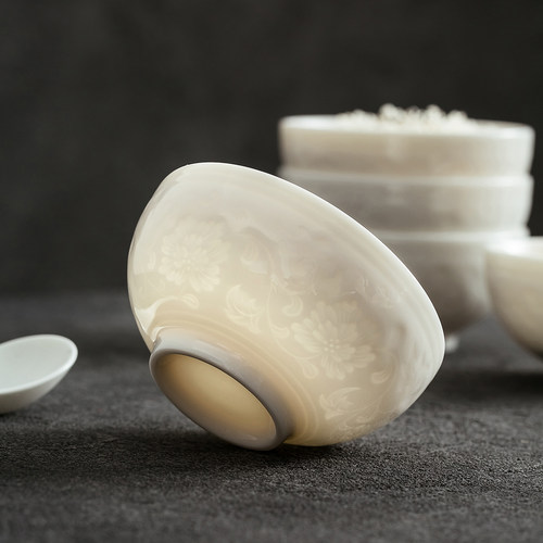 德化羊脂玉餐具2025新款高颜值个人专用碗具套装家用陶瓷面碗饭碗