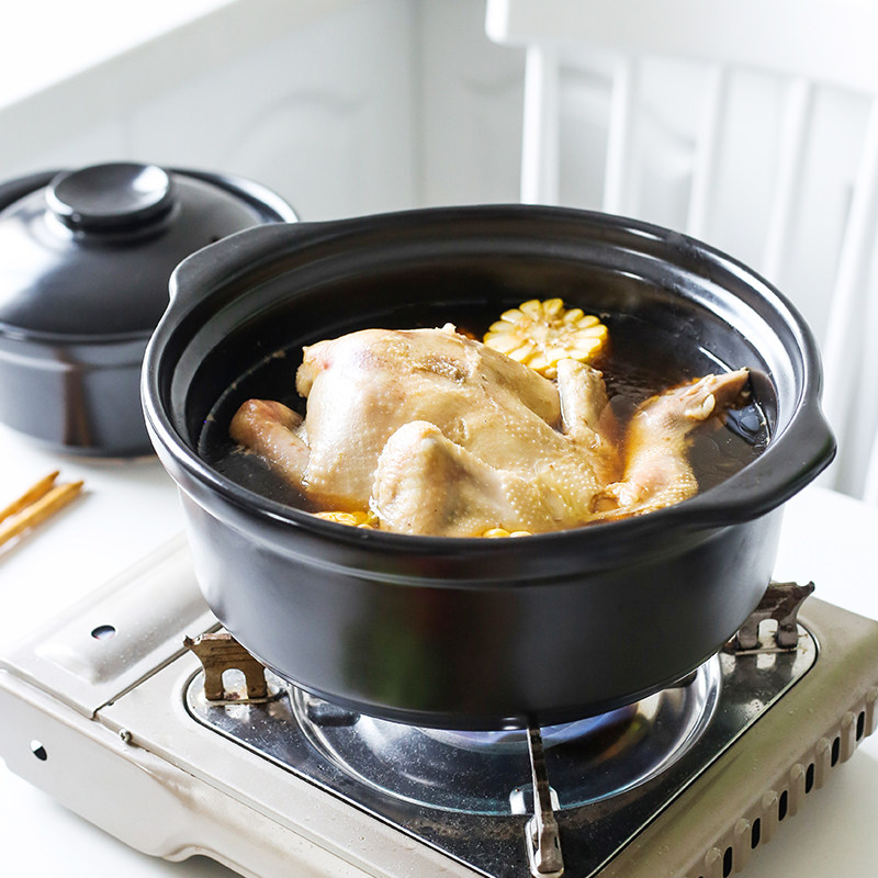 黑色小砂锅煲汤家用燃气耐高温煤气灶专用电磁炉适用陶瓷炖鸡炖锅