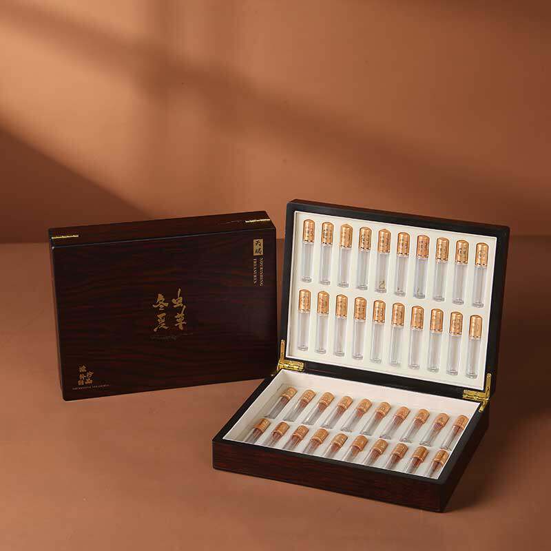 冬虫夏草包装盒礼盒10管20管30管40管虫草黑檀木纹木盒礼品盒定制