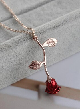Rose Flower Pendant Necklace Valentine Gifts Women Jewelry