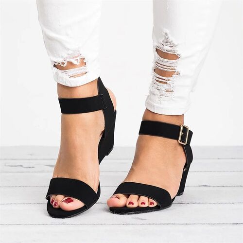 Wedge Heels Buckle shoes Women summer sandals Big size40- 43