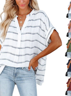 summer women blouse casual Europe chiffon ladies tops夏衬衣