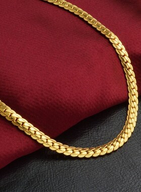 金项链 Gold Color bracelet fashion jewelry 5mm 18K men chain