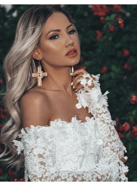 Europe new style wrap hip skirt lace long sleeve skirt