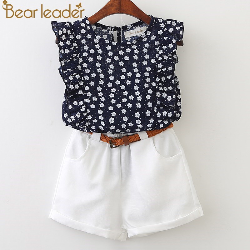 Children Sets Flower T-shirt Pants Girls Clothes Kids shorts