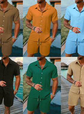 Casual loose fitting short sleeved shorts beach set