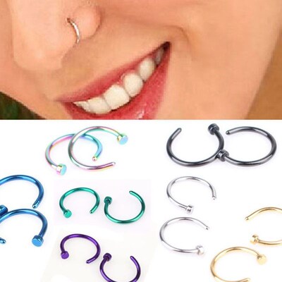 Nose Open Hoop Ring Studs Earring Body Piercing Jewelry