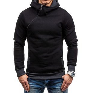 autumn and winter 2018 hooded new sweater斜拉链卫衣 men