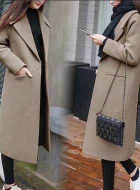 Winter thick loose long woolen coat woman over knee coats