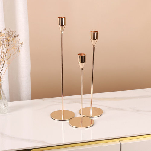 北欧铁艺金色烛台摆件