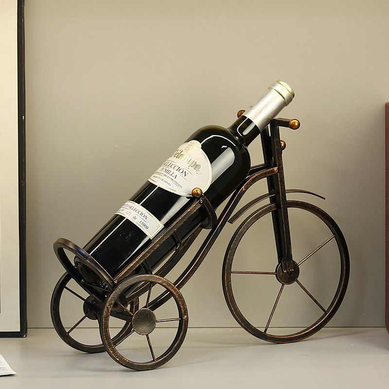 复古铁艺轻奢红酒架酒柜葡萄酒装饰摆件创意欧式家居收藏装饰摆设