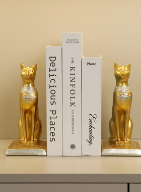 创意埃及猫书档一对摆件书房书立书挡办公室书架书靠装饰酒柜摆i.