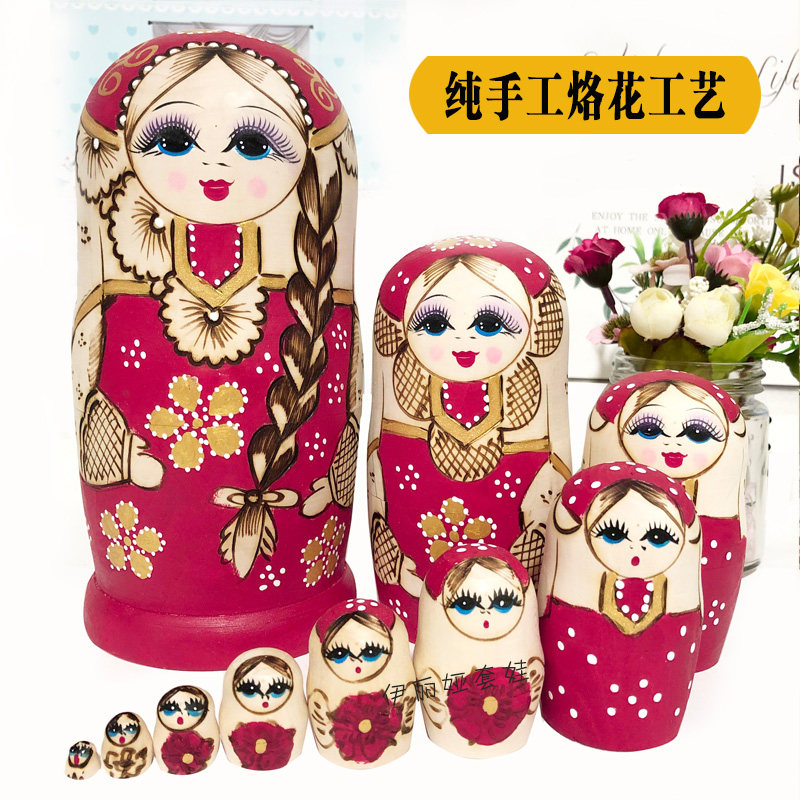 俄罗斯套娃实木手工烙花工艺