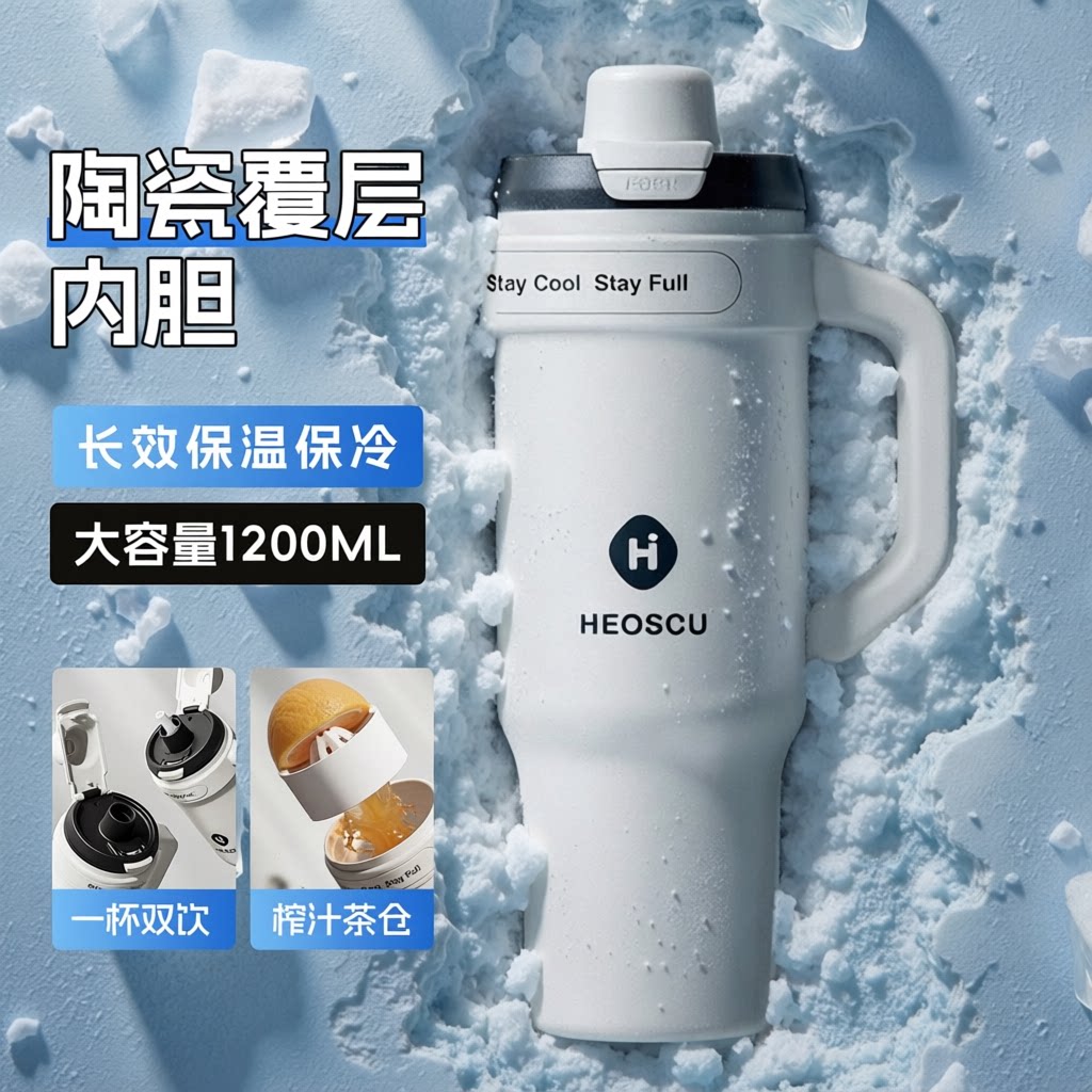 巨无霸冰霸杯陶瓷内胆保冷保温含