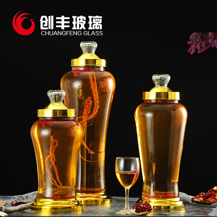 零售专用泡酒玻璃密封罐带龙头｜