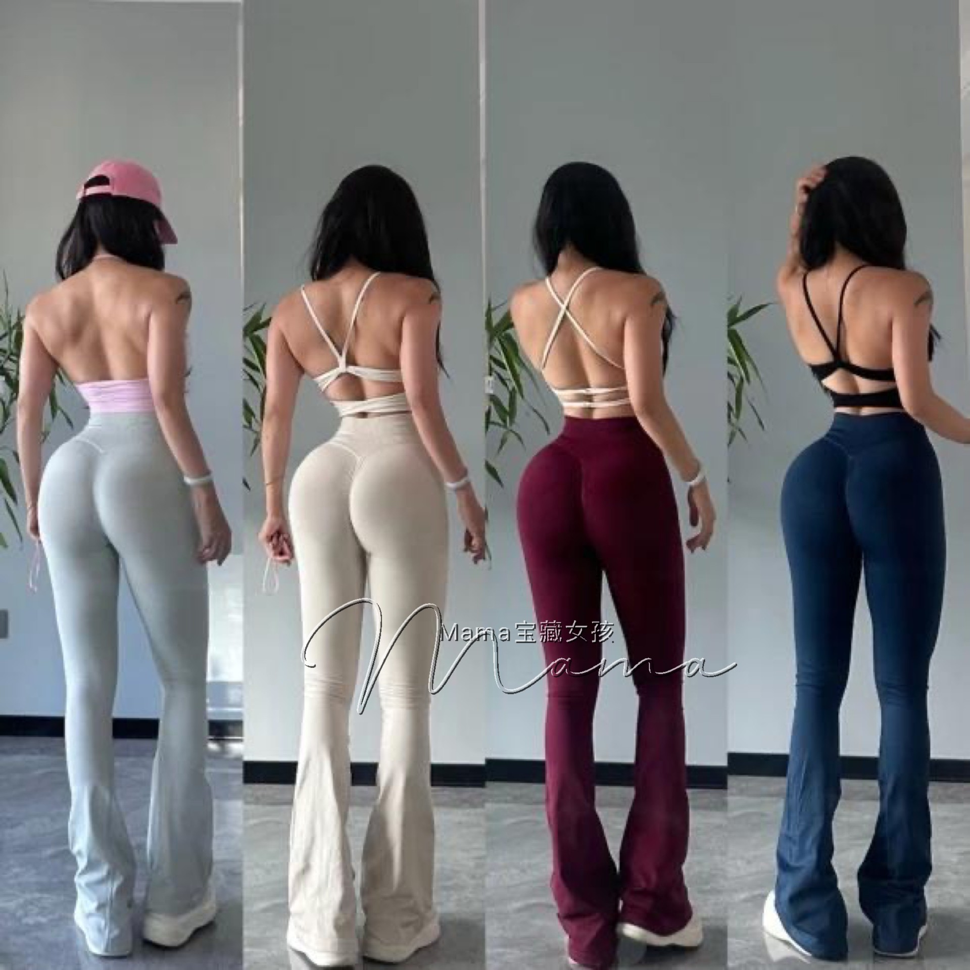 宝藏女孩健身针织瑜伽裤高腰提臀收腹运动外穿速干瑜伽裤微喇裤