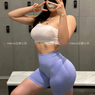 Alphalete瑜伽裤无缝针织高弹短裤女夏户外跑步运动速干三分裤