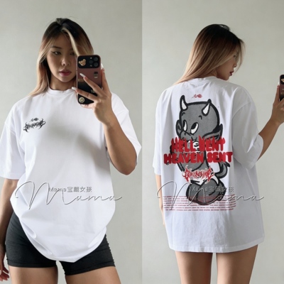 美式潮牌新款女士T恤圆领纯棉