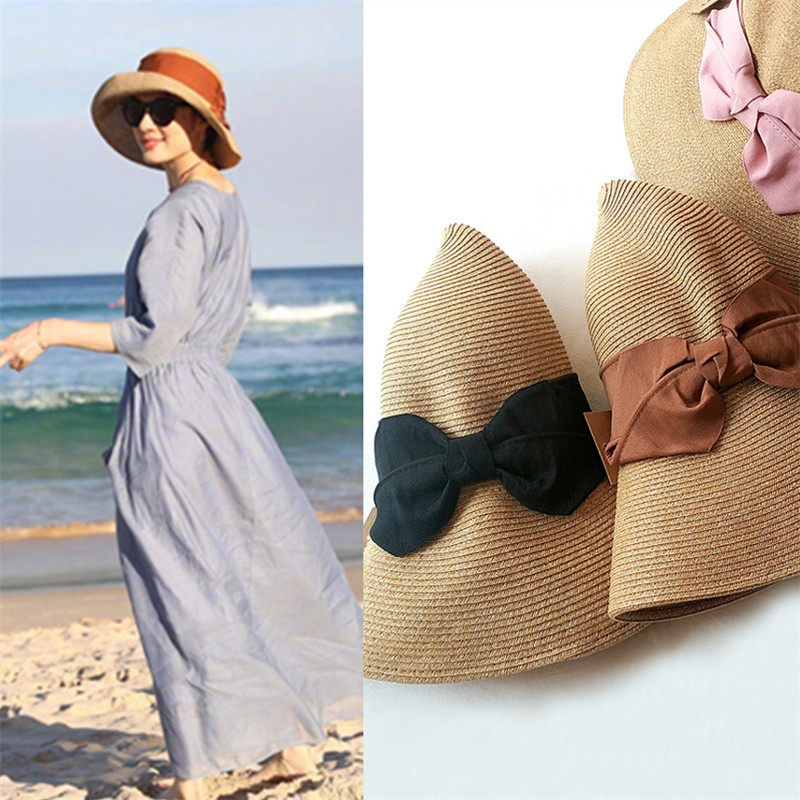Fisherman hat Japan uv Amoi Foldable bow Sandy beach Visor Traveling Sunscreen Raffia Straw hatin the Accessories/Leather belt/Hat/Muffler , Hat  category - from Buy2taobao.com to provide professional Taobao agent buy service