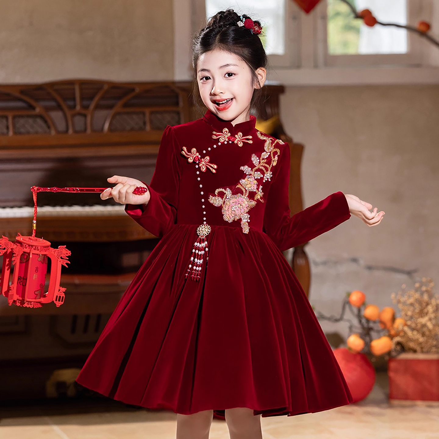 女童新年礼服中式女孩高端过年