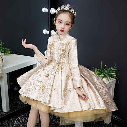儿童公主裙女童礼服秋冬长袖婚纱