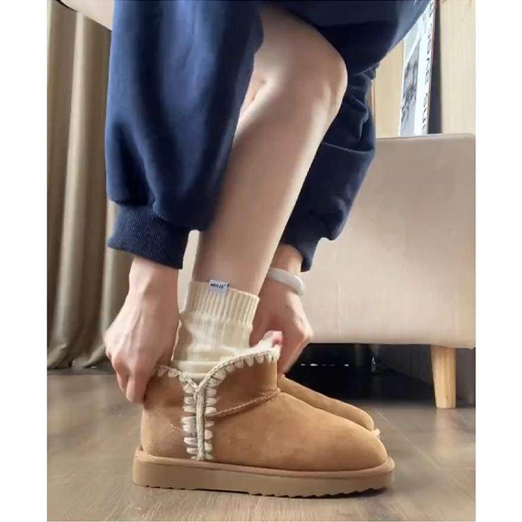 棕色雪地靴女冬季加绒加厚棉鞋保暖雪地棉短筒棉靴防滑平底面包鞋,女鞋,时尚雪地靴,淘宝优惠券,粉丝福利购,淘宝优惠卷