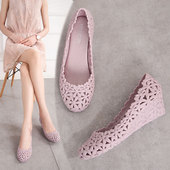 镂空凉鞋 浅口韩版 女坡跟夏季 罗兰茵2025新款 时尚 包头果冻鞋 沙滩鞋