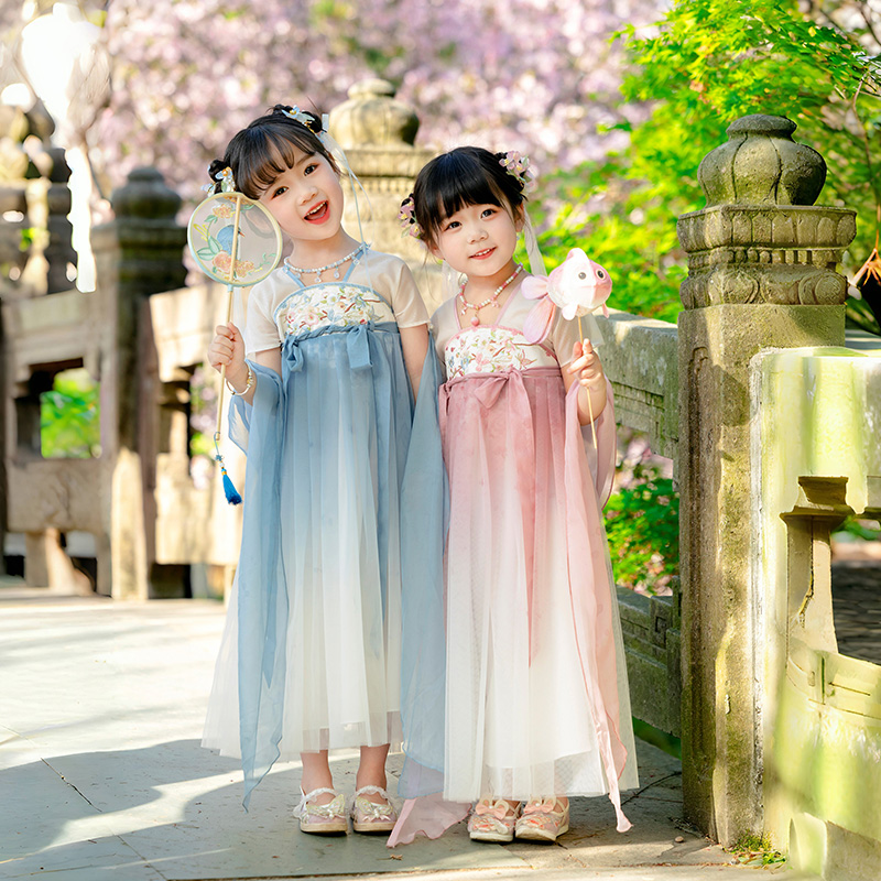 汉服女童2025新款夏款短袖公主襦裙中国风儿童古装古风超仙连衣裙
