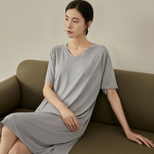 睡裙女夏带胸垫短袖 免穿文胸一体睡衣连衣裙可外出家居服 宽松薄款