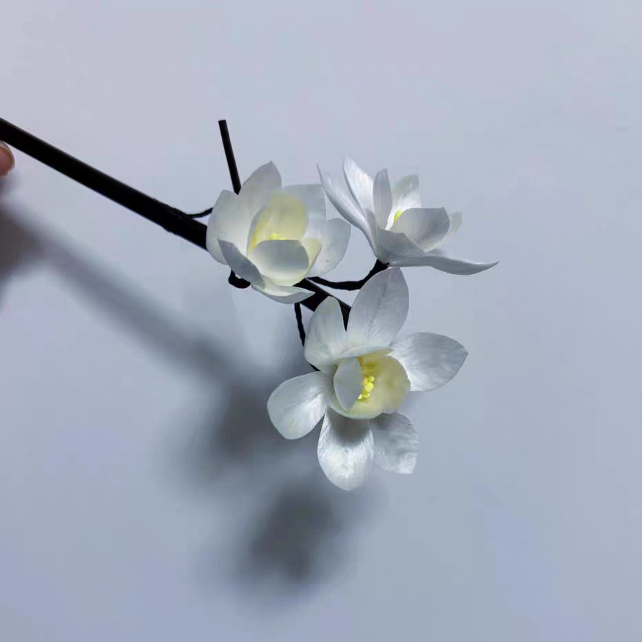 绒花非遗手作饰品国风气质淡雅配饰淑女新中式古韵温柔发簪