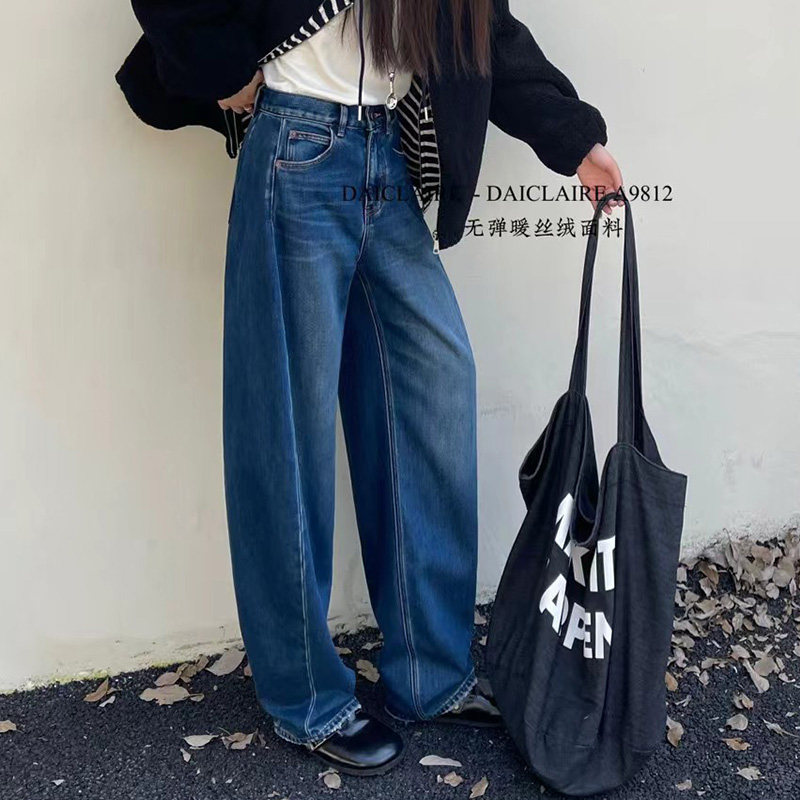 代嘉儿无弹暖丝绒阔腿弯刀裤女