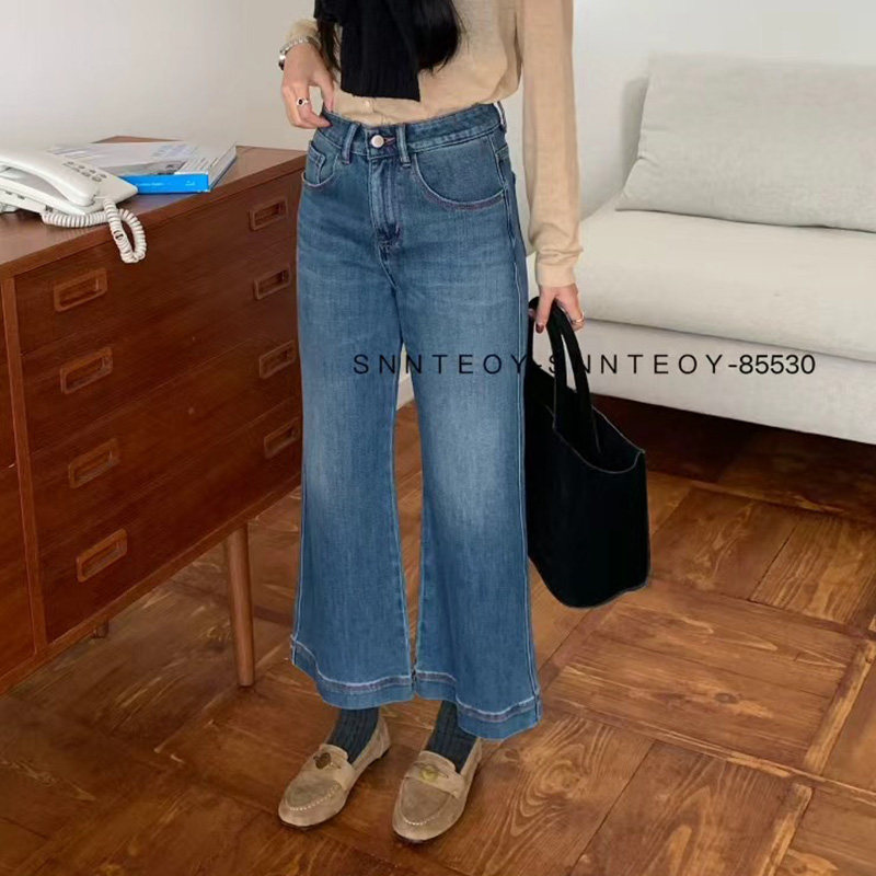 代嘉儿daiclaire森调85530牛仔裤女高腰宽松阔腿直筒秋九分微喇裤
