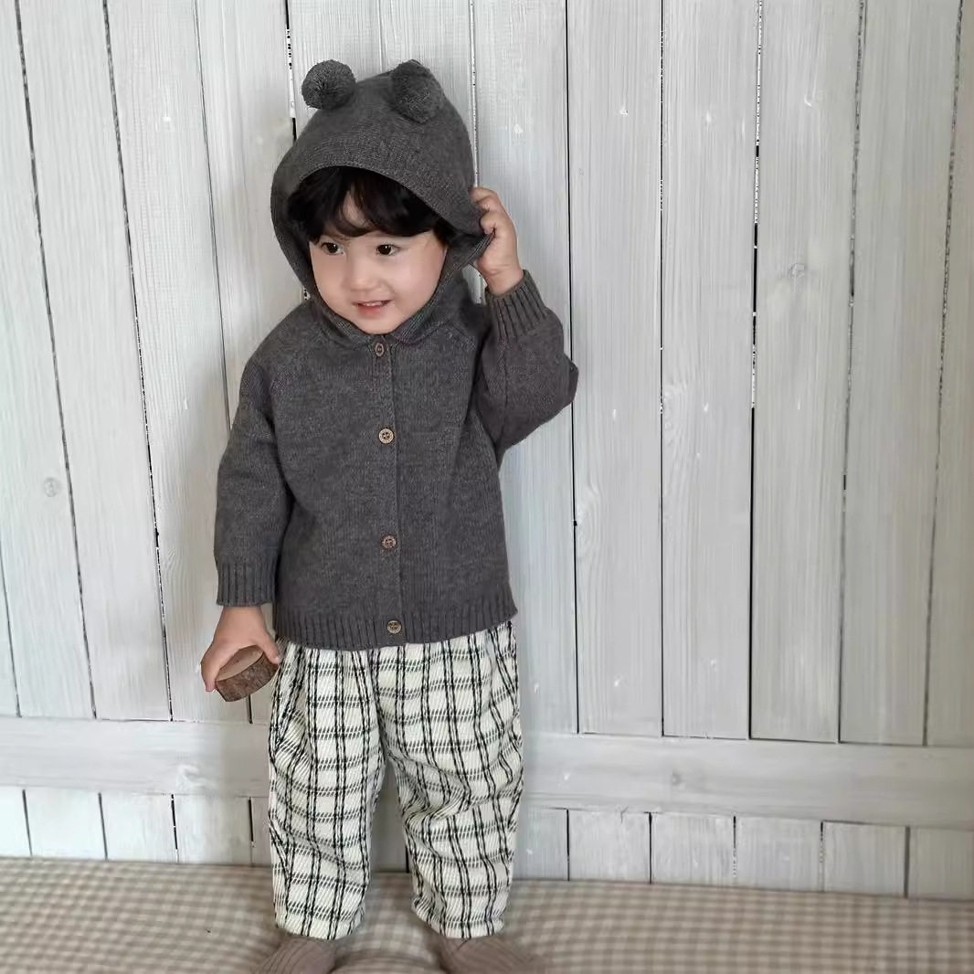 儿童连帽毛衣外套春秋季衣服2026春装宝宝韩版童装男童休闲裤套装