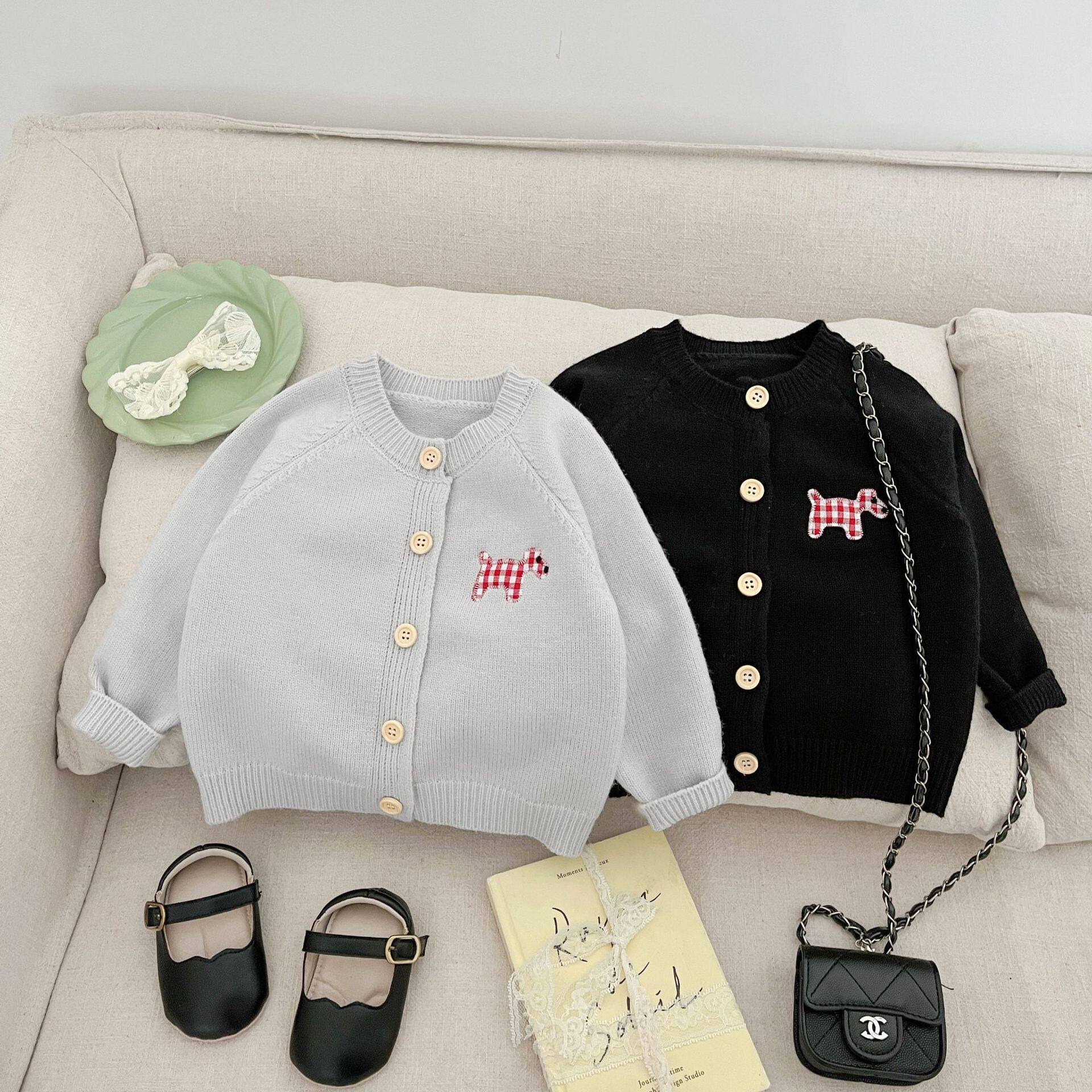 童装男女童毛衣2026春装新款韩版针织衫洋气宝宝百搭开衫刺绣外套