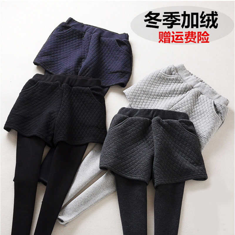 秋冬季韩版短裤假两件打底裤女薄款外穿修身加绒加厚裤裙运动靴裤|ruв категории Женская одежда, брюки, рейтузы - от Buy2taobao.com для оказания профессиональной услуги покупки агента Taobao