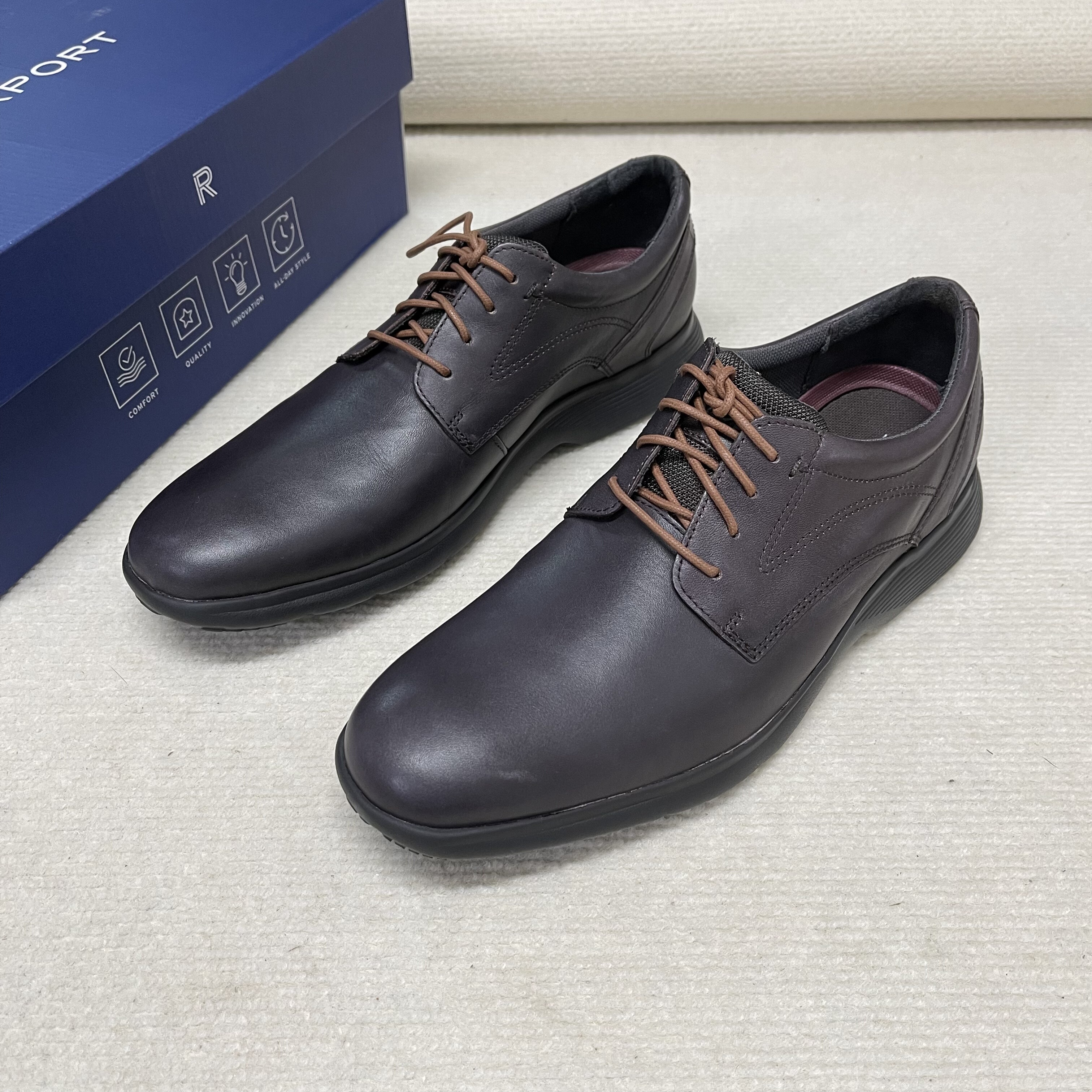 Rockport/乐步男鞋 新款商务休闲鞋真皮系带舒适百搭男鞋大码鞋49