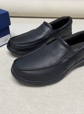 乐步Rockport男鞋黑色一脚蹬商务休闲乐福皮鞋轻便通勤豆豆鞋