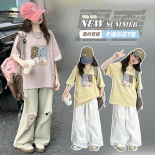 女童短袖T恤2026夏季新款宽松半袖中大童独特圆领上衣巨好看女孩T