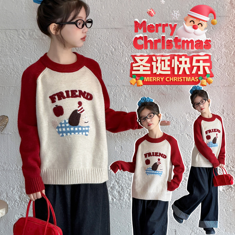 韩版小狗女童加厚保暖针织衫